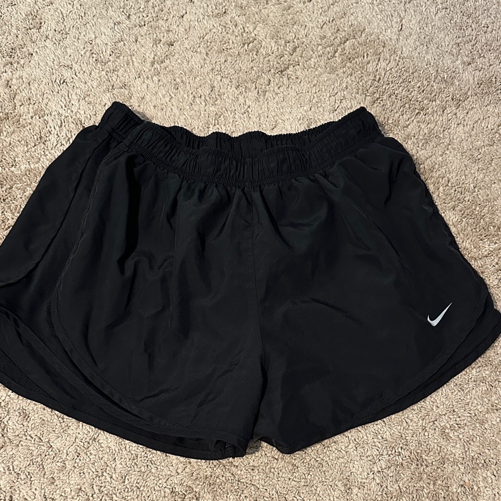 Nike Women's Black Athletic Shorts with White Logo